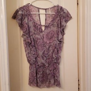 Purple Flutter Sleeve Top